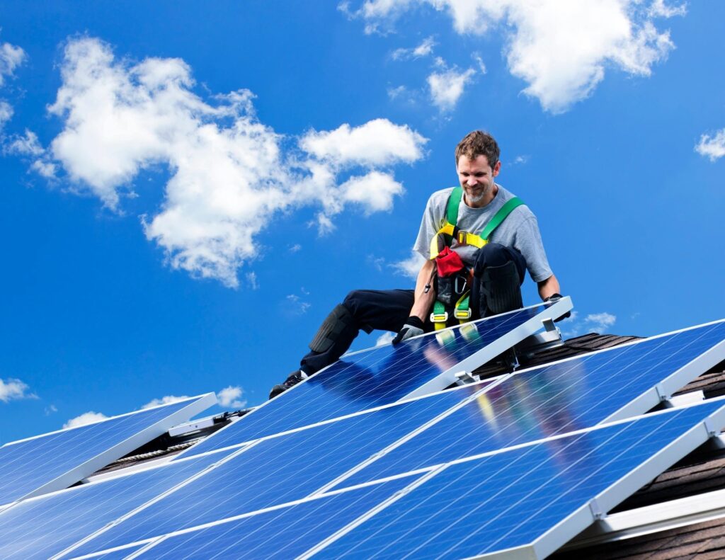 solar panel installation on residential rooftop USA